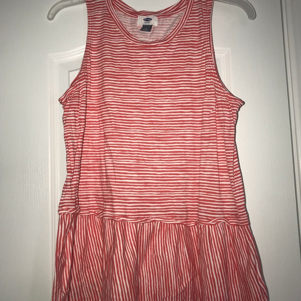 orange and white strapped tank
